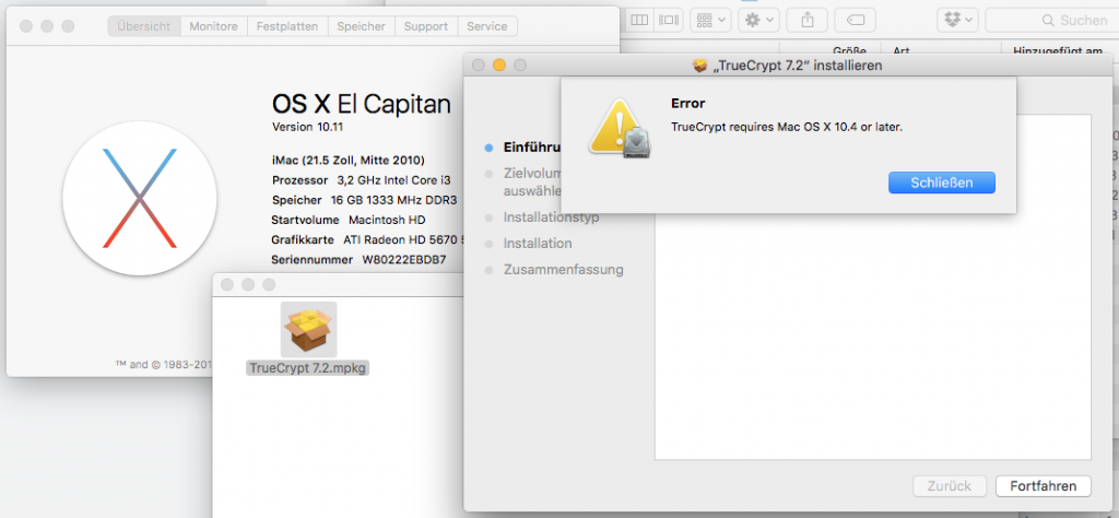 TrueCrypt requires Mac OS X 10.4 or later